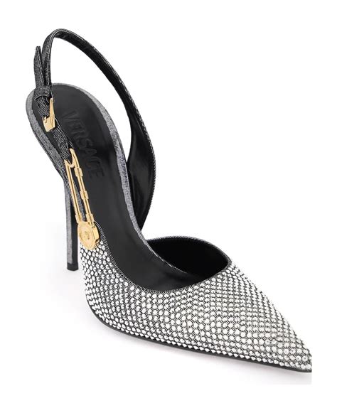 versace tie pin|Versace safety pin slingback pumps.